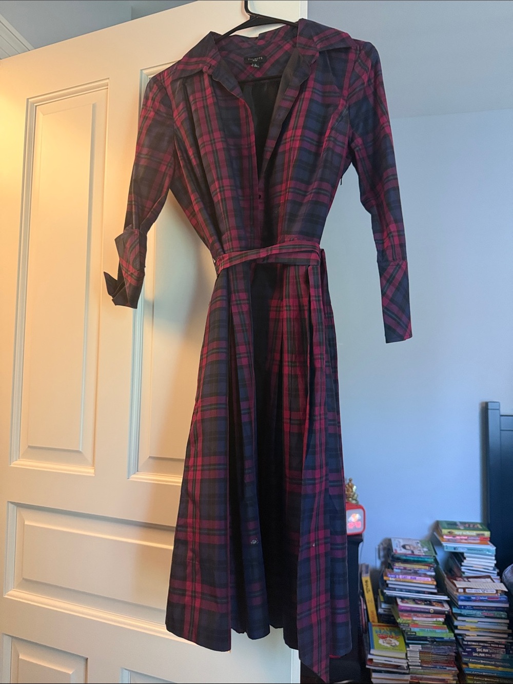 Talbots Plaid Long-Sleeve Shirt Dress - Pink & Black